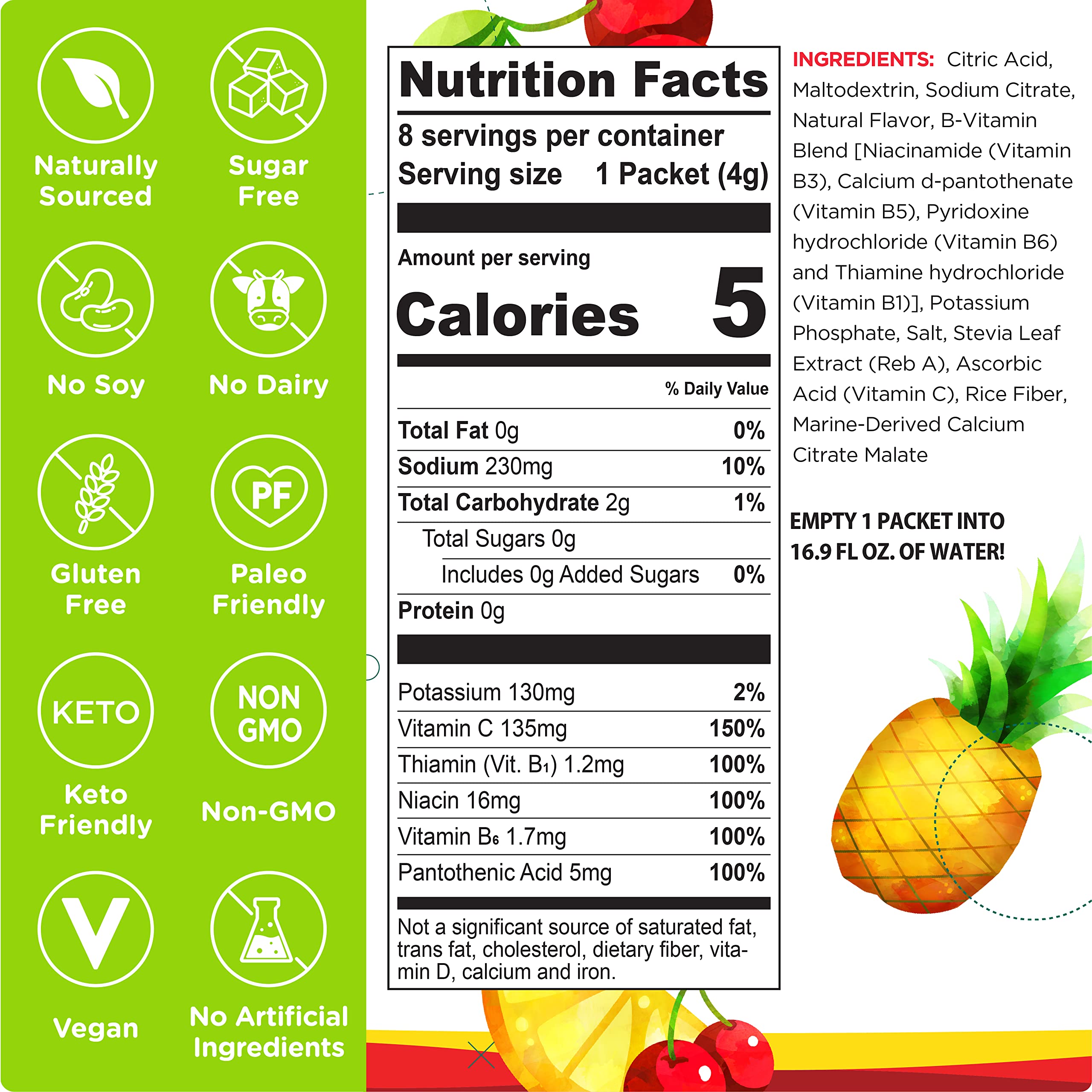 Stur packaging front view showing sugar-free hydration promise
