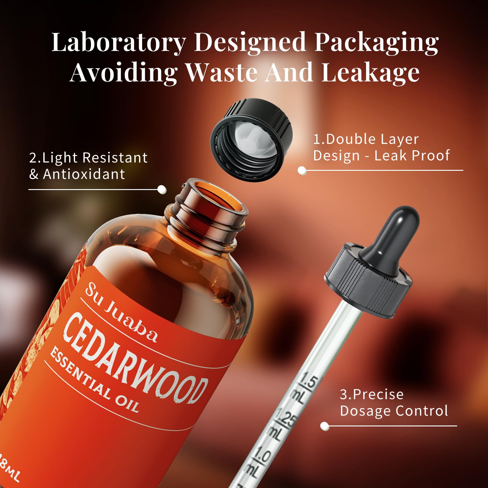 SU JUABA Cedarwood oil used in DIY blends with other essential oils.