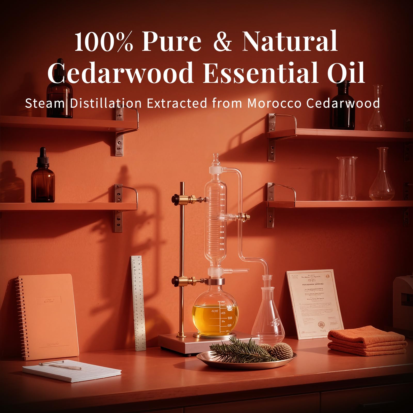 SU JUABA Cedarwood oil amber bottle with glass dropper for precise use.