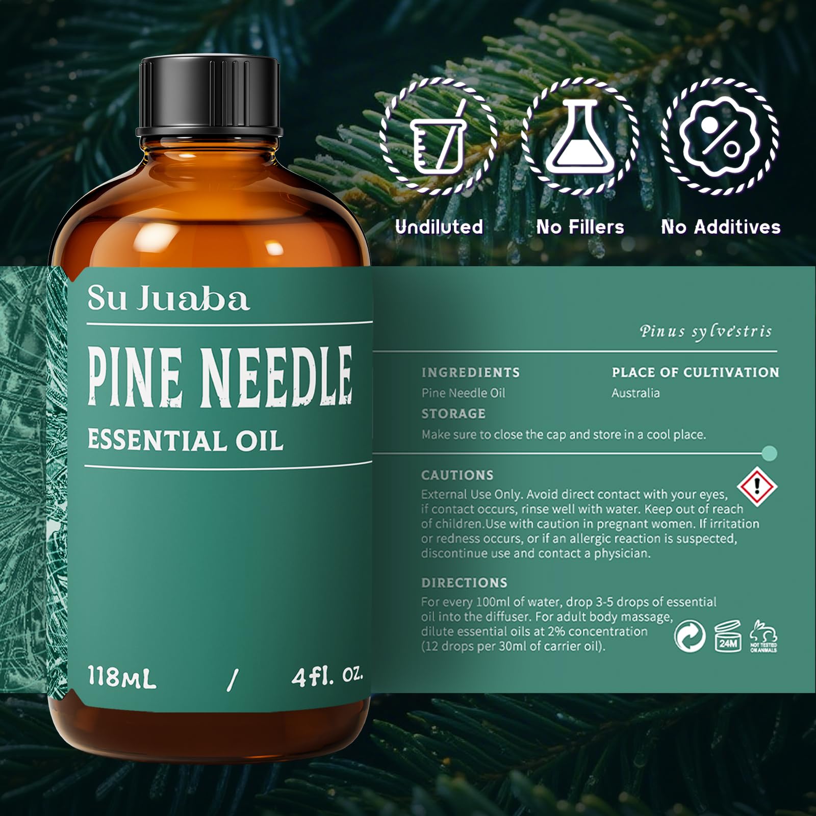 SU JUABA pine needle packaging amber bottle with dropper