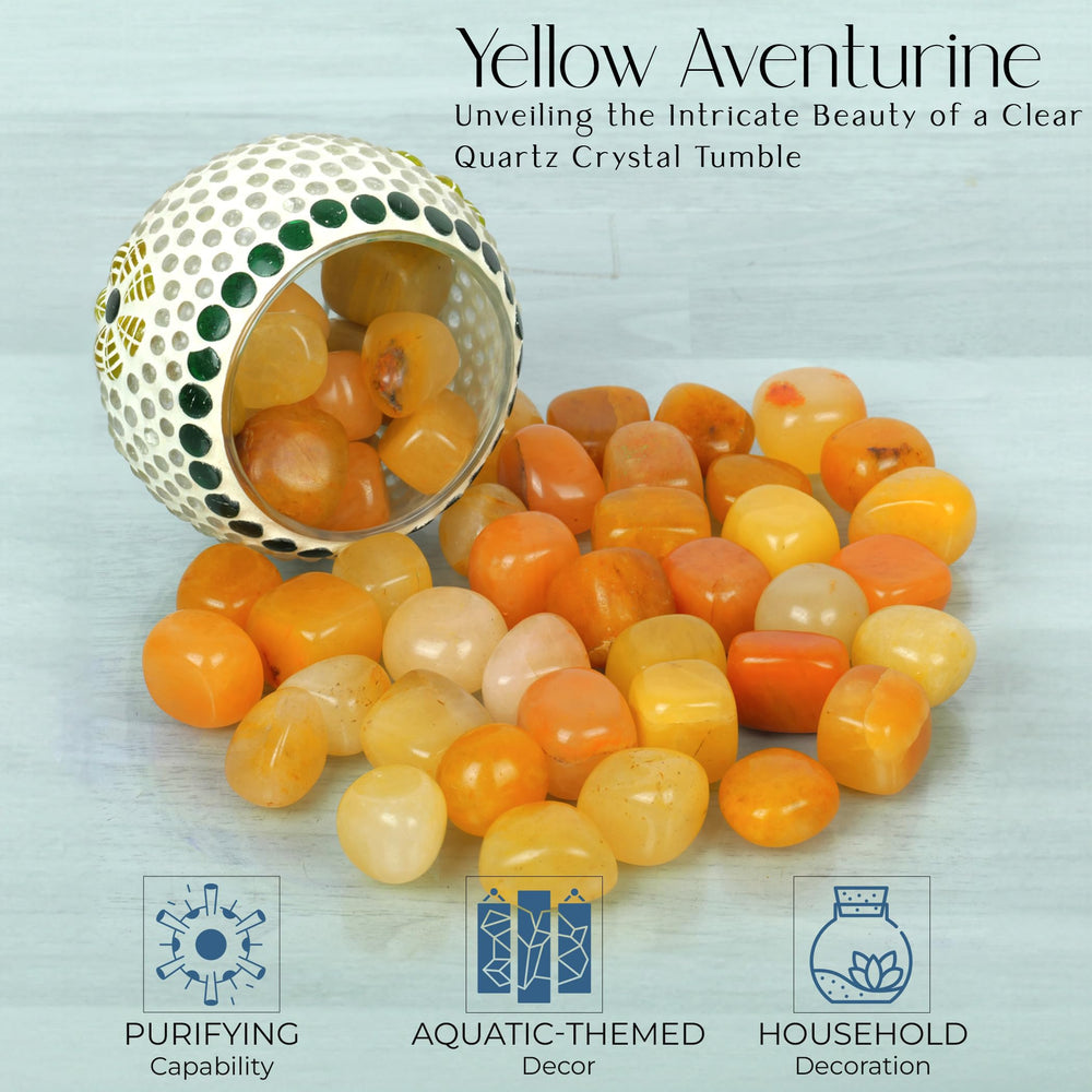 SUBSH Yellow Aventurine stones’ yellow tones add warmth to any space.