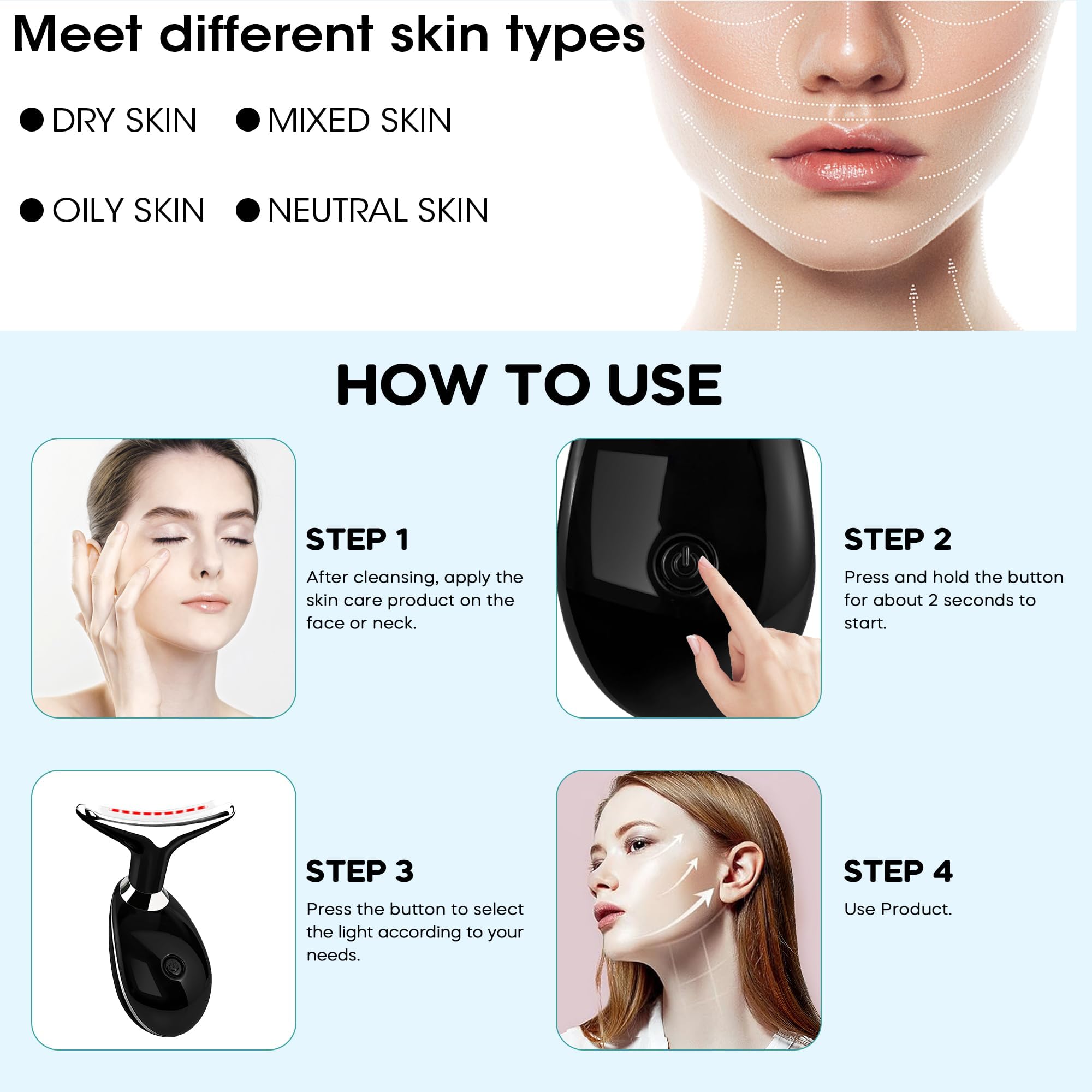 Suenohyu 7-color LED modes for targeted facial skin care.