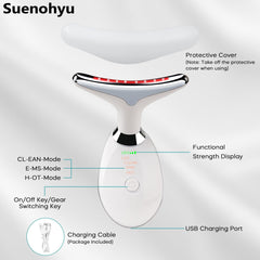 Suenohyu neck and face massager with heat mode for absorption.