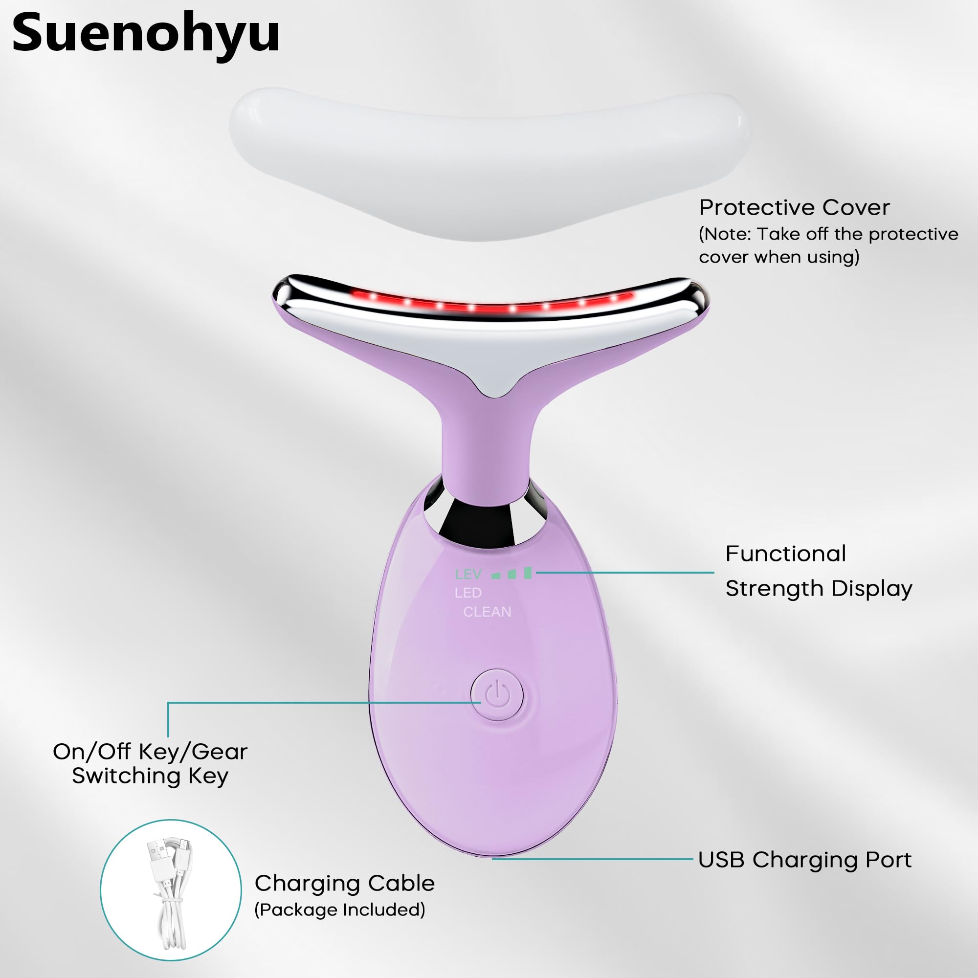 Suenohyu warmth feature assists cream and serum application during massage.