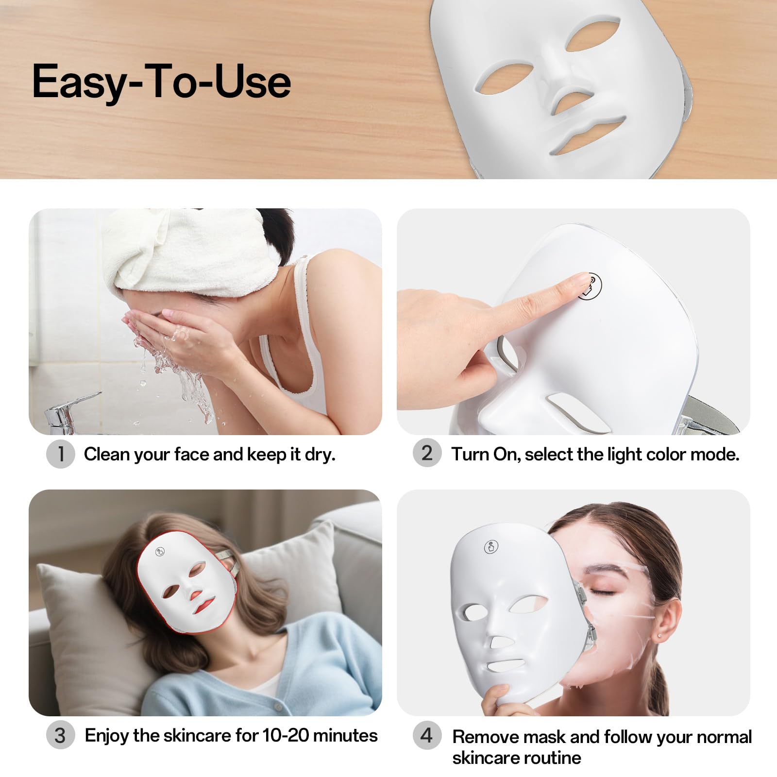 SUERBEATY mask demonstrating quick 10-minute session at home