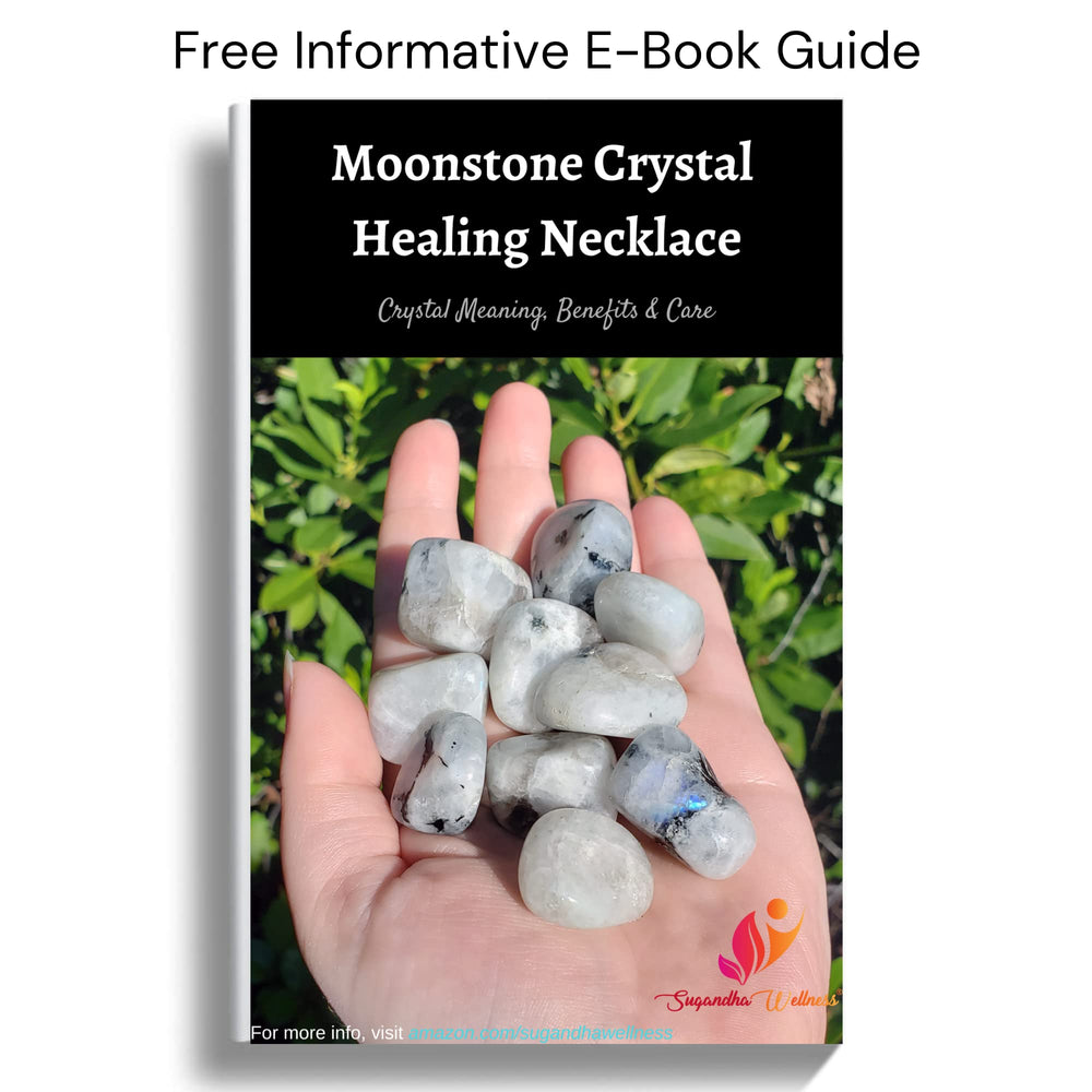 Sugandha Wellness rainbow moonstone crystal shows unique markings for individuality