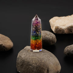 Sugandha Wellness Labradorite Orgonite Tower side view on a desk