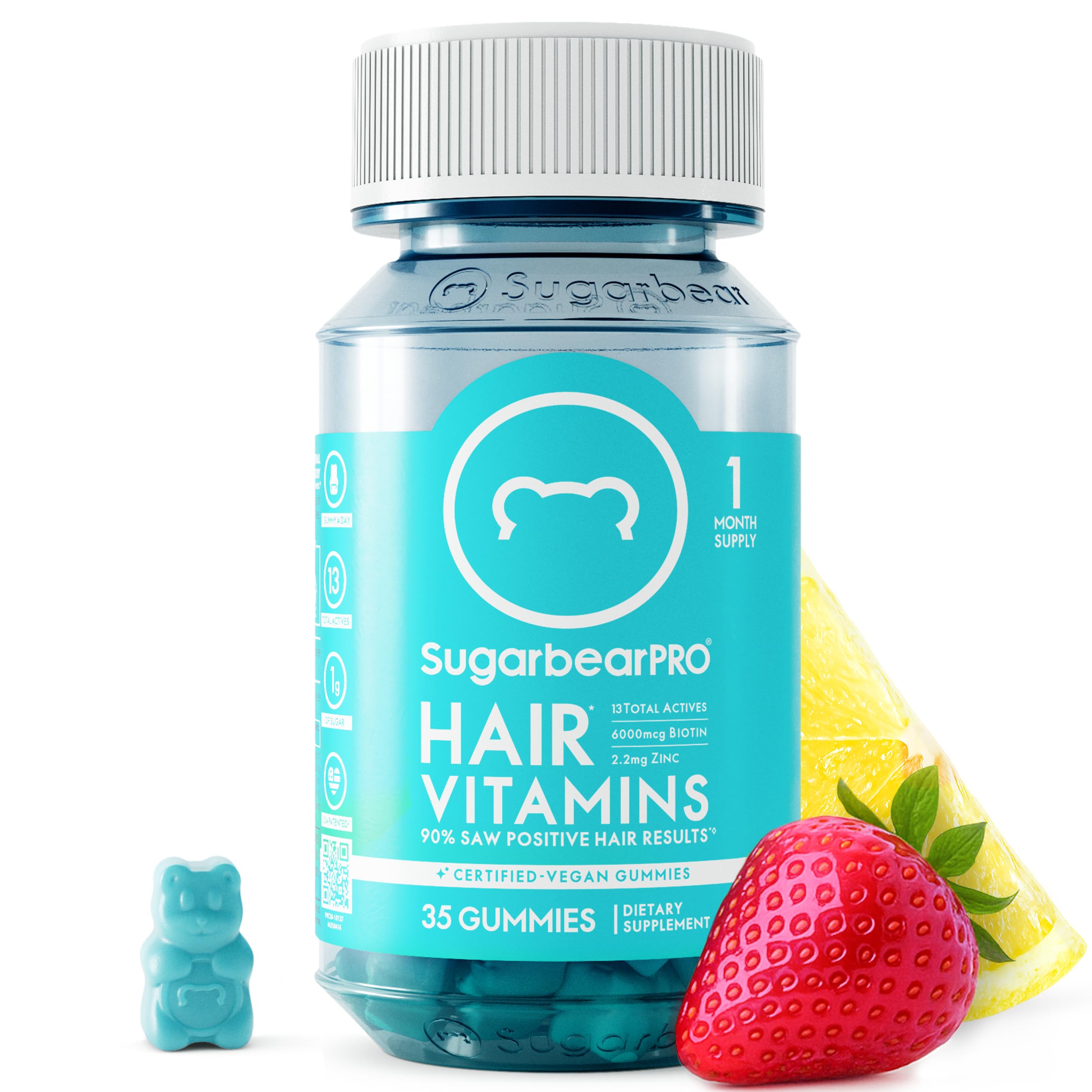SugarBearPro bottle with gummies for convenient daily hair support