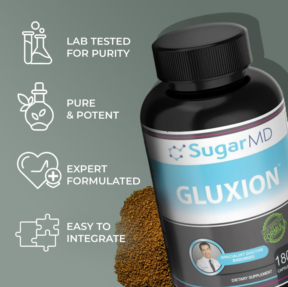 SugarMD GLUXION open-tub conveys generous 180 capsules for ongoing use.