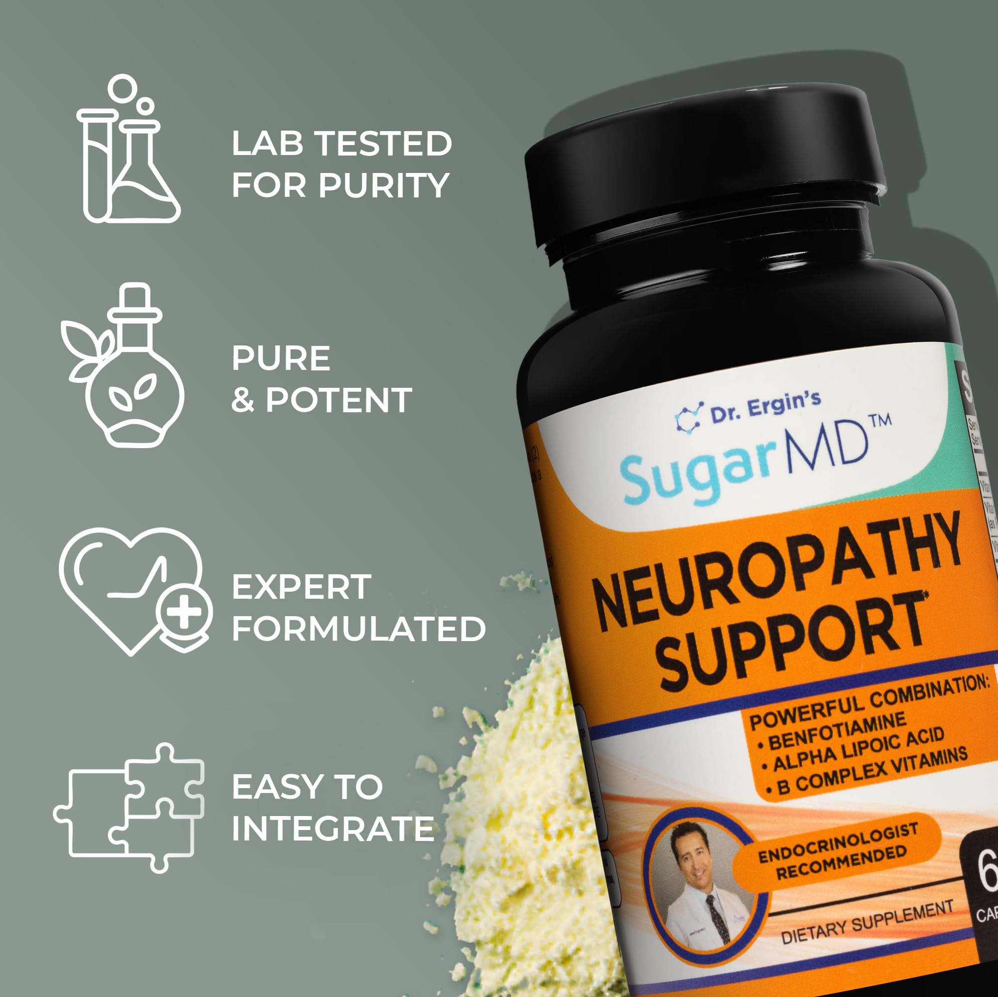 SugarMD Neuropathy packaging on a counter, signaling daily wellness use.