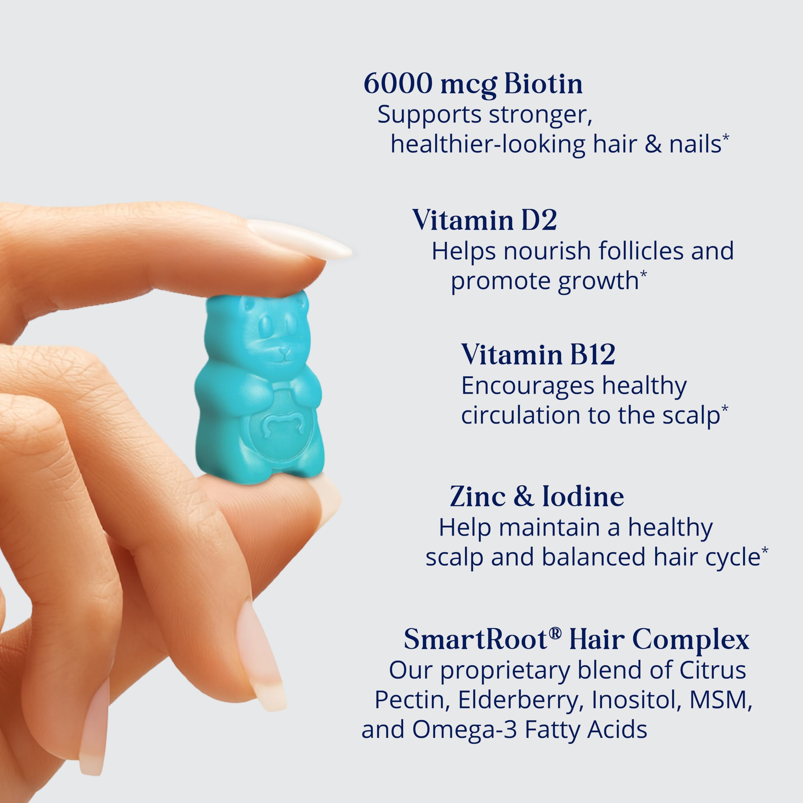 SugarBearPro ingredient panel shows vegan vitamins for hair health.