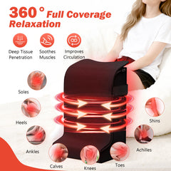 SUHZF foot wrap draped on legs showing full-coverage design for calves and knees.
