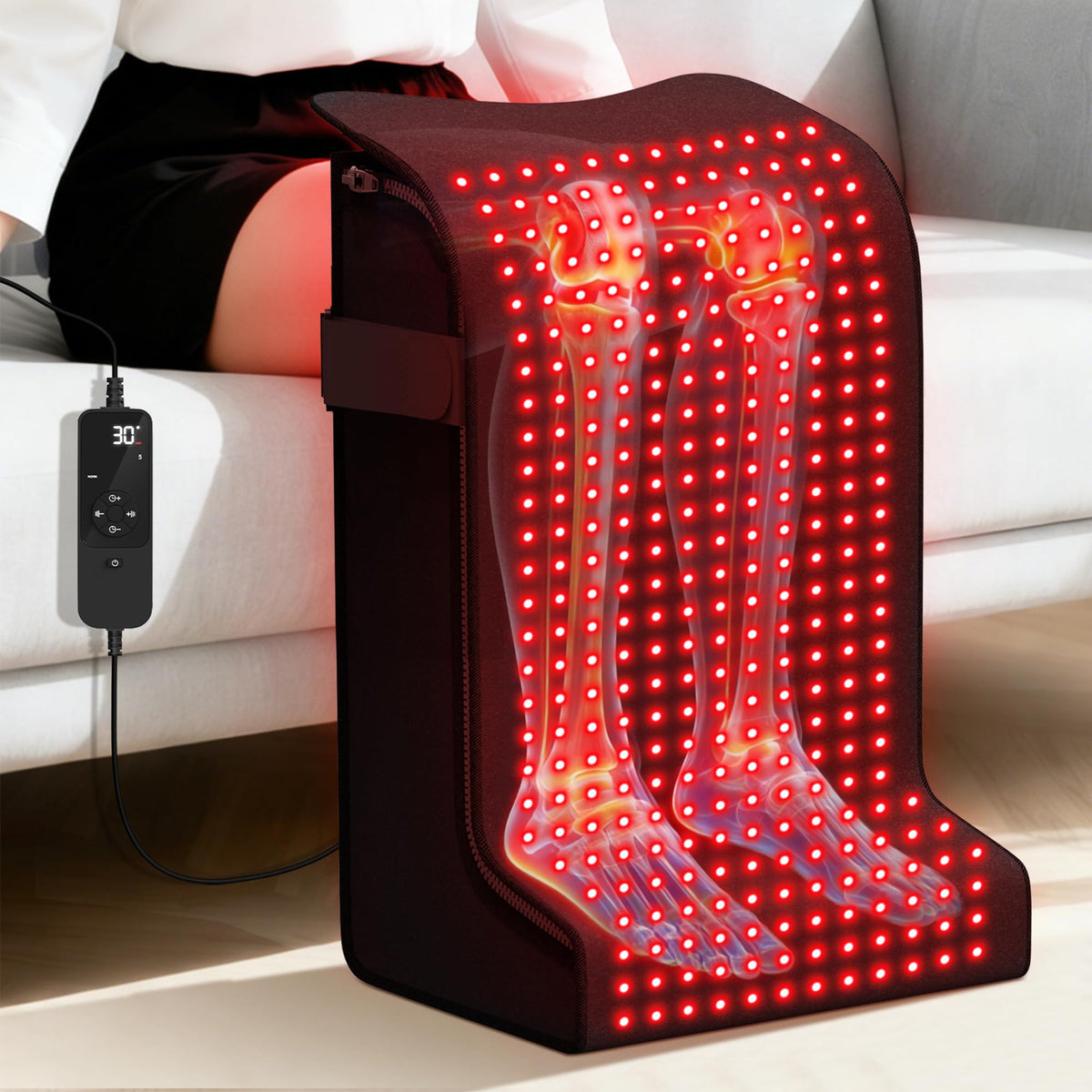 SUHZF red light foot wrap front view for at-home relaxation and warmth.