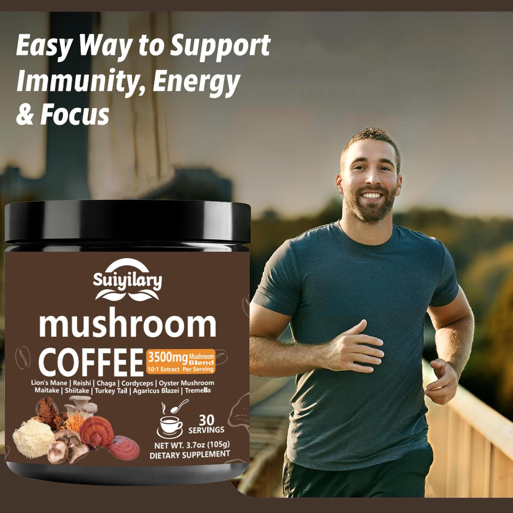 Suiyilary Arabica coffee cup with mushroom notes for smooth energy.