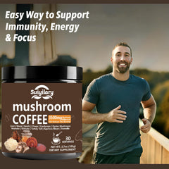 Suiyilary Arabica coffee cup with mushroom notes for smooth energy.