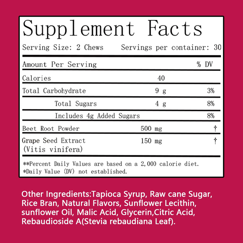 Suiyilary Beet Root Soft Chews bottle on kitchen counter, 60-count.