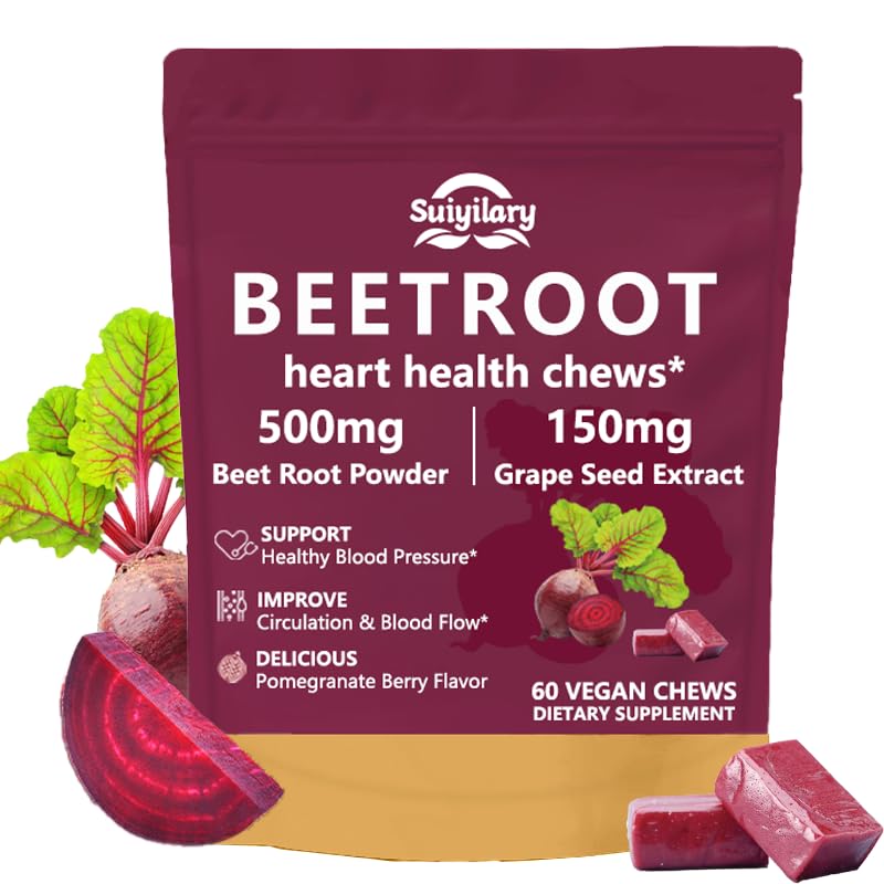 Suiyilary Beet Root Soft Chews bottle with berry flavor for on-the-go energy.