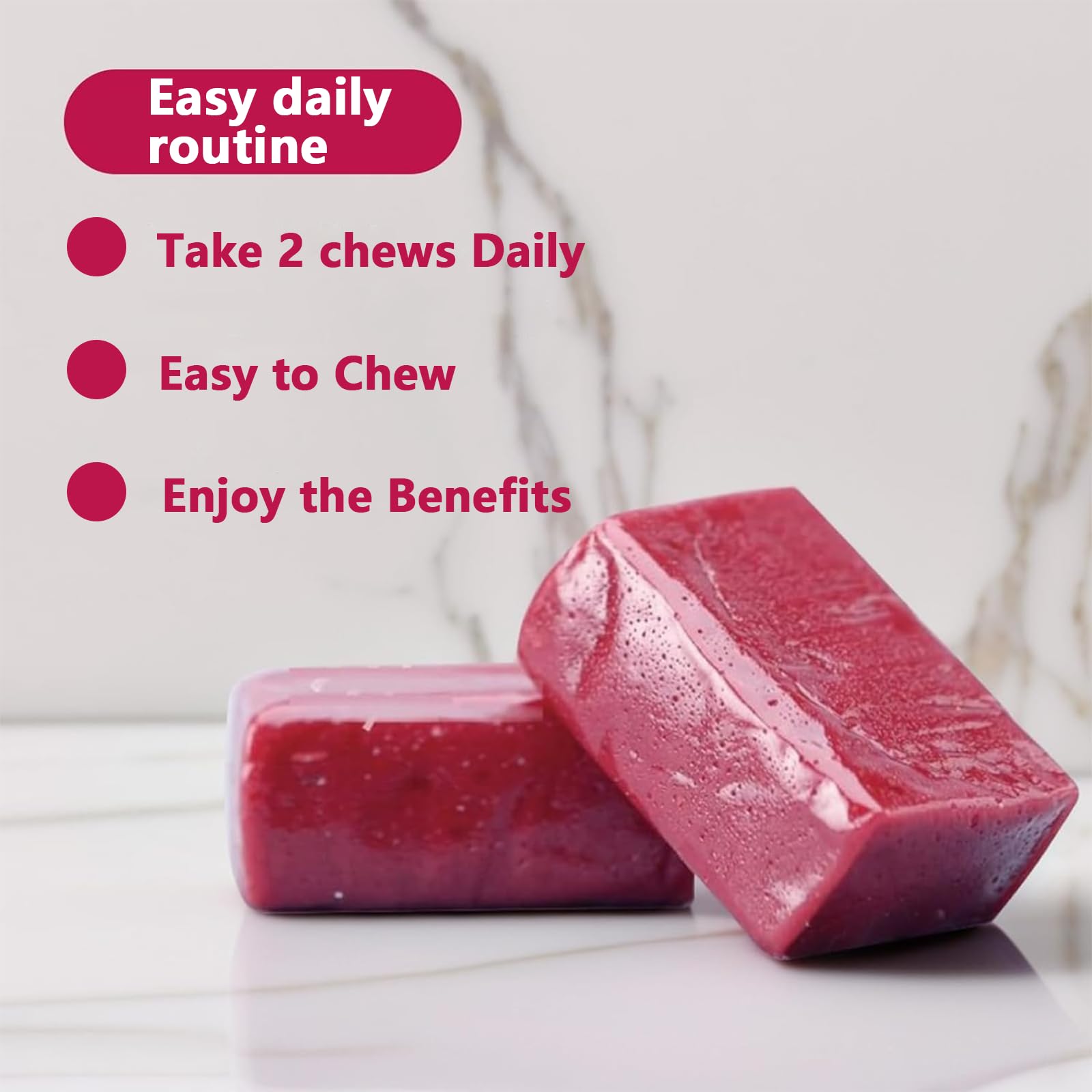 Suiyilary Beet Root Soft Chews berry-pomegranate flavor and chewy texture close-up.