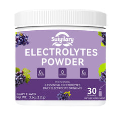 Suiyilary electrolyte powder tub front label showing sugar-free hydration option.
