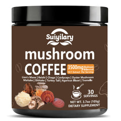 Suiyilary ten-mushroom coffee tin framed for daily focus and flavor.