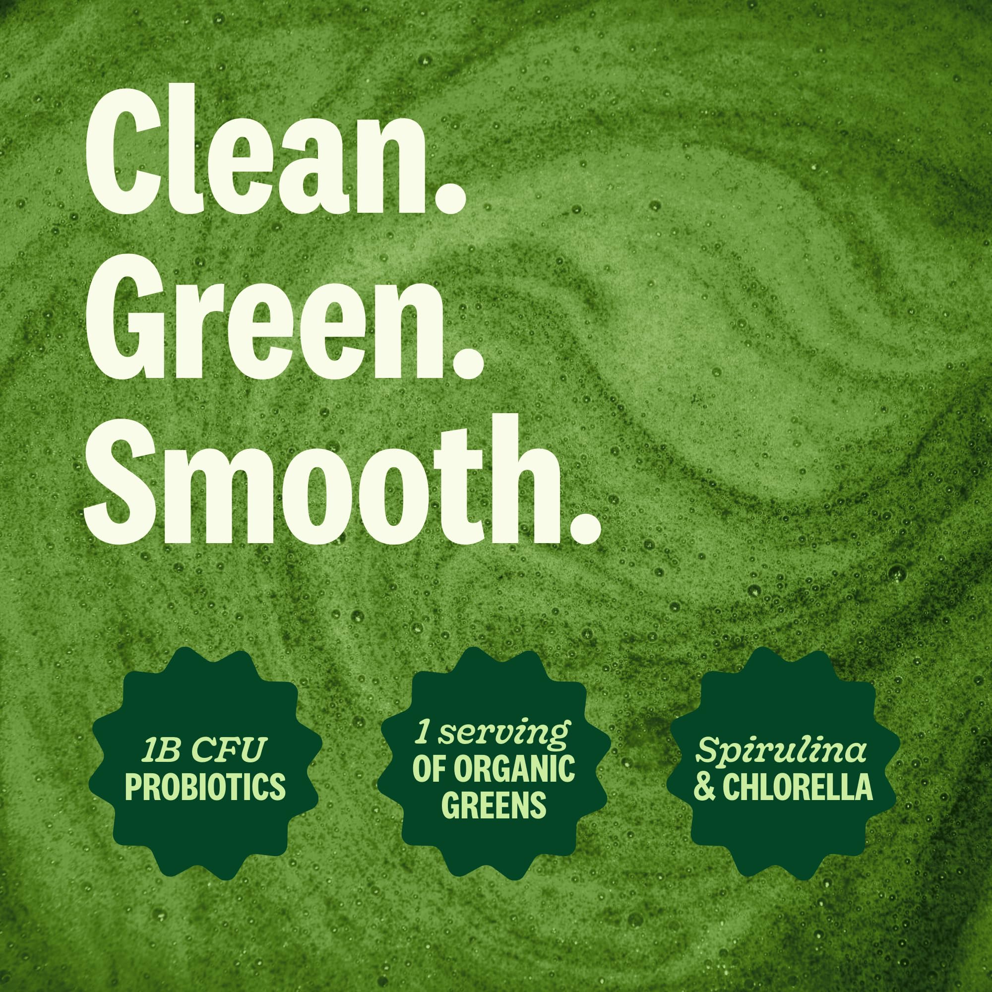 Suja Organic Greens Powder with vitamins and minerals panel highlights B vitamins and zinc.
