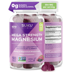 SUKU Mega Strength Magnesium gummies bottle front supports daily mobility