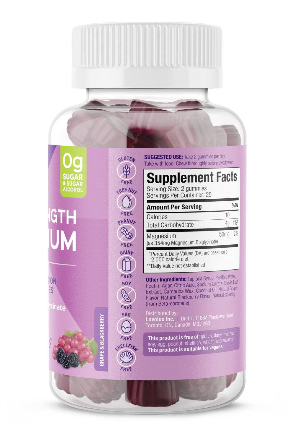 SUKU Magnesium gummies grape blackberry flavor for easy daily intake