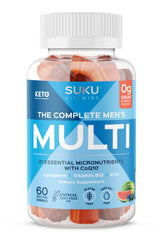 SUKU men's daily multivitamin gummies bottle front for easy daily nutrition.