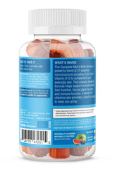 Close-up of gummies shows chewy texture and mixed fruit flavor.