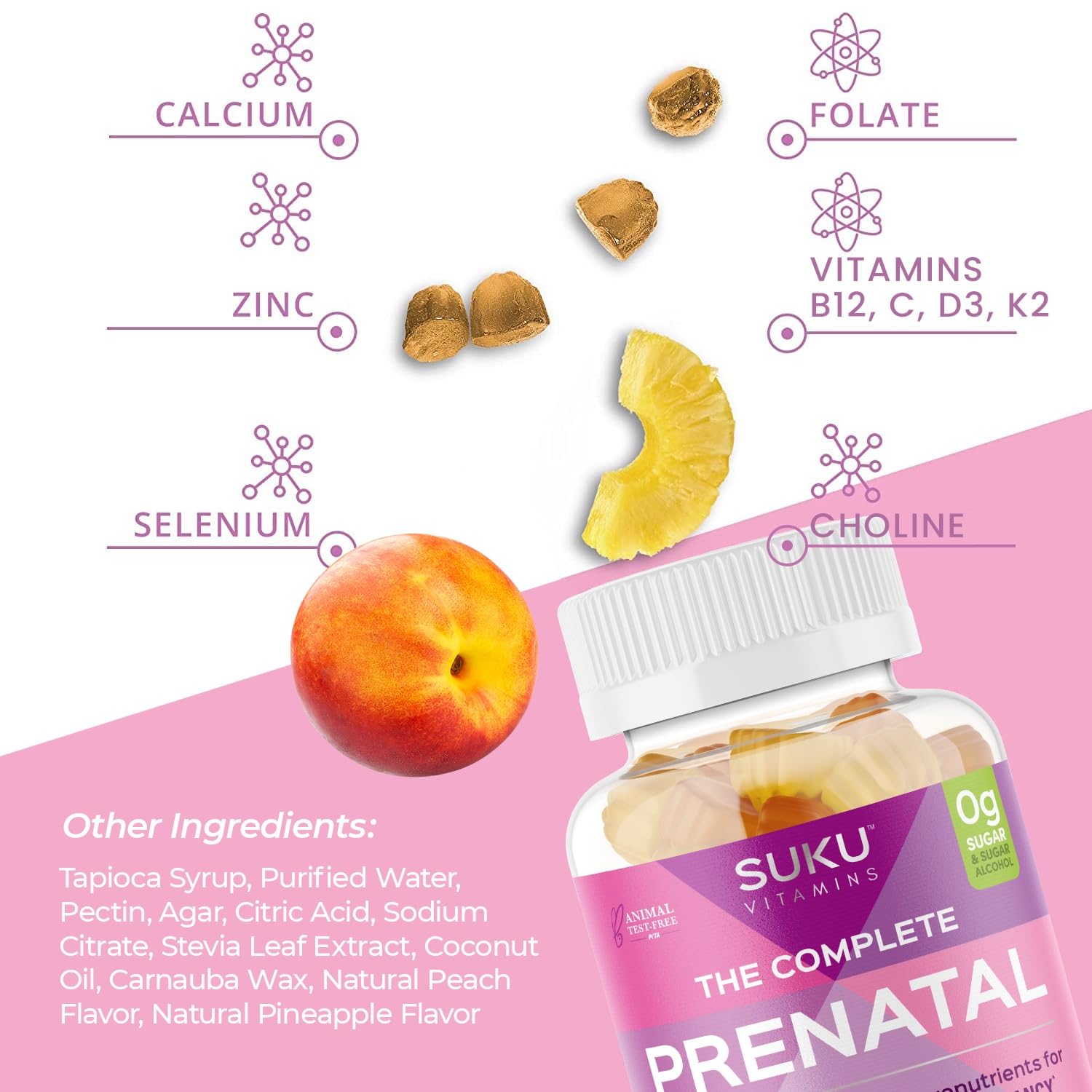 SUKU Prenatal Gummies serving spoon demonstrating convenient dosage