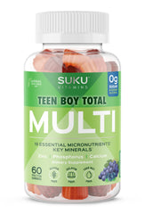 SUKU Teen Boy Multivitamin Gummies bottle with grape flavor for balanced daily nutrition.