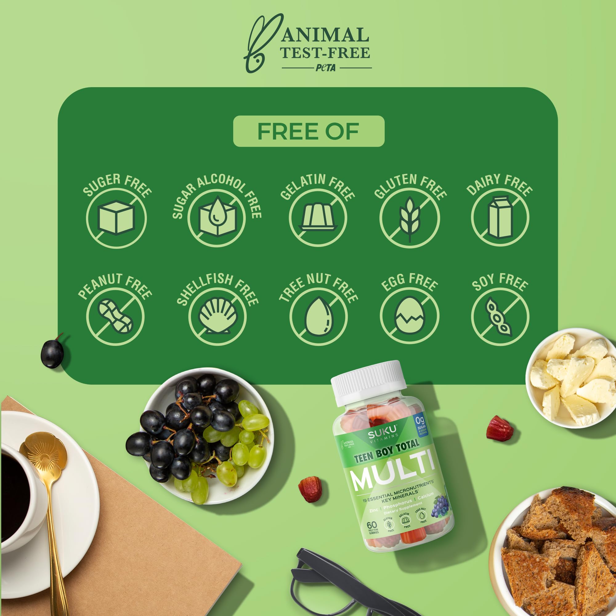 Nutrition facts panel visible on the SUKU bottle, boosting transparency.