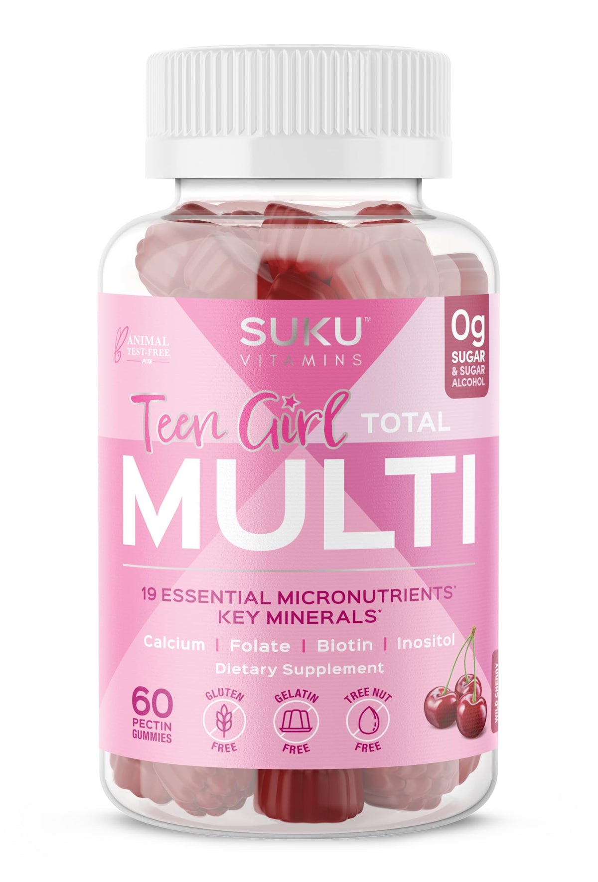 SUKU Teen Girl Multivitamin Gummies bottle ready for daily growth and energy support.