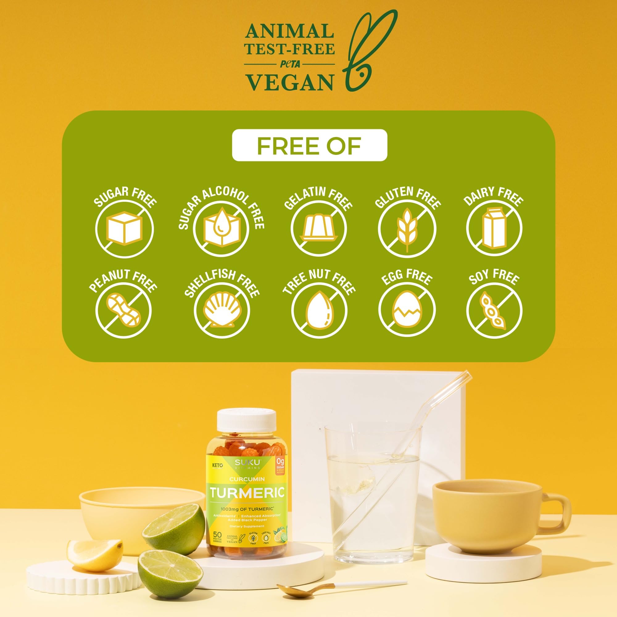Canada-made SUKU turmeric gummies packaging label