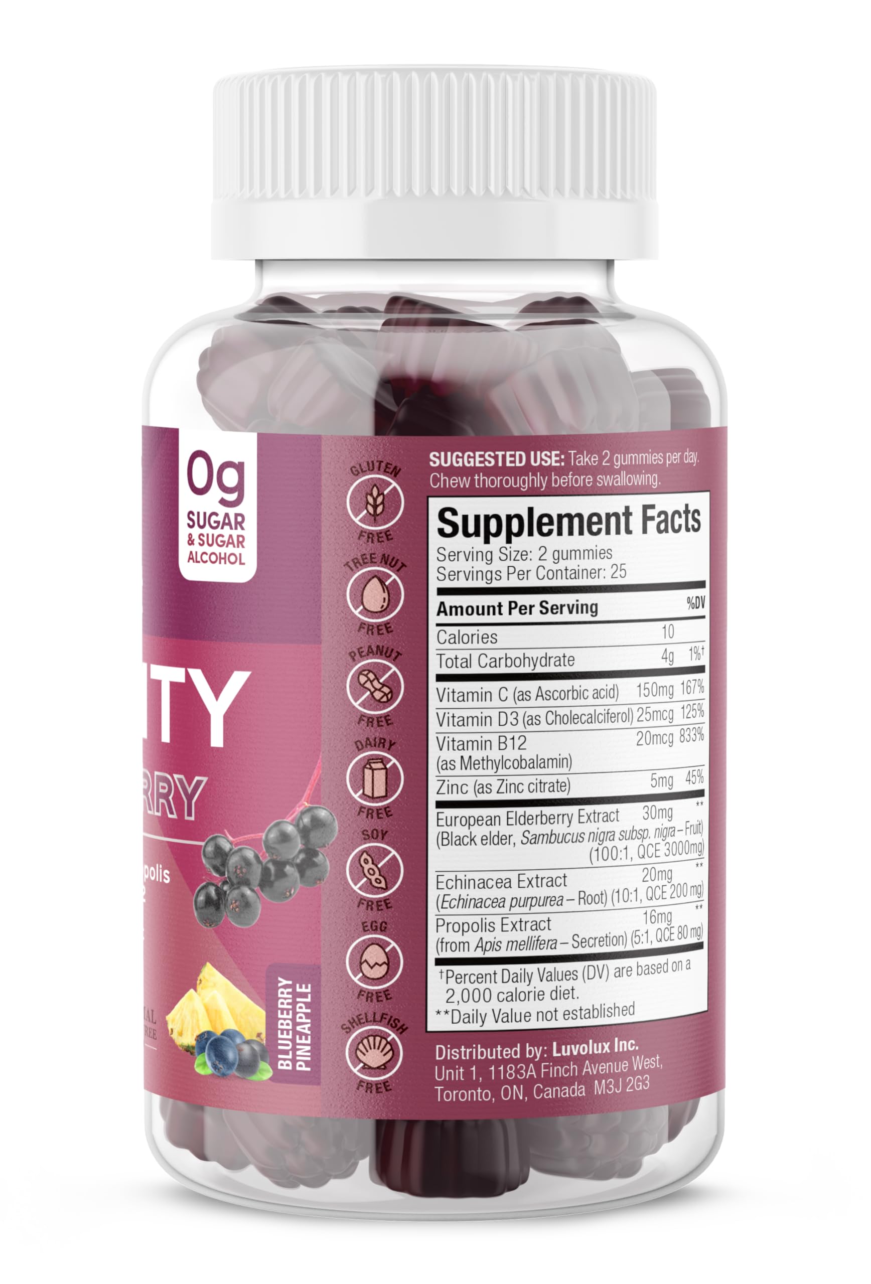 SUKU immunity ingredients panel with vitamins C, D, and zinc for daily wellness