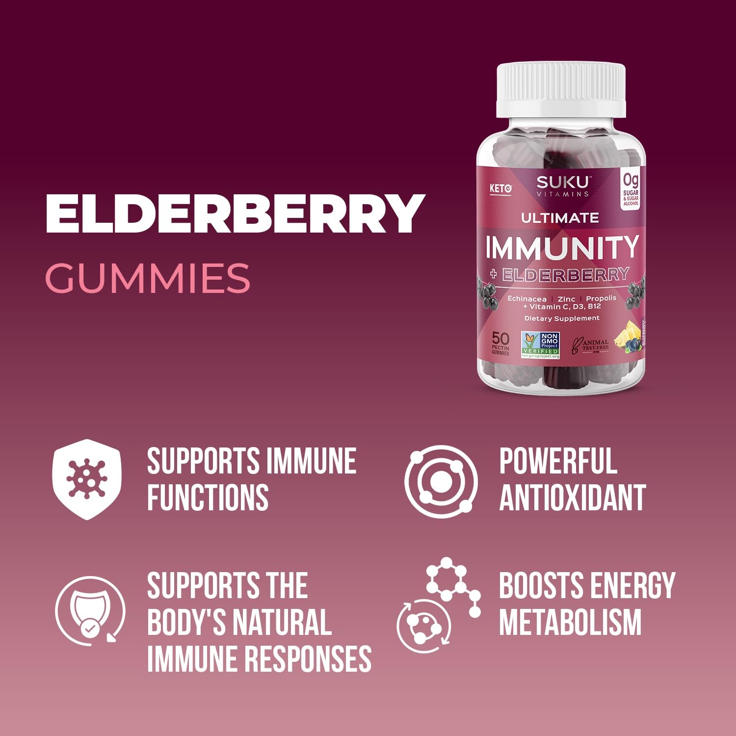 SUKU immunity packaging back label showing directions and ingredients