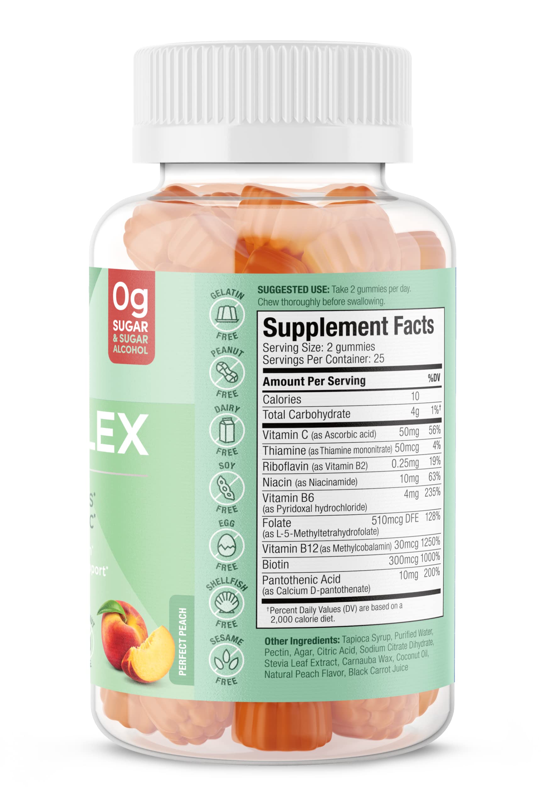 Close-up of SUKU gummies highlighting peach flavor and vibrant texture.