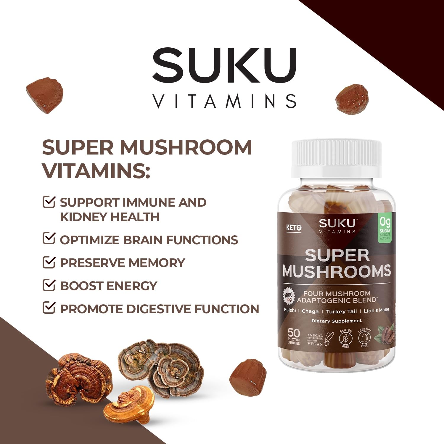 SUKU Vitamins vegetarian label on bottle signaling clean ingredients.