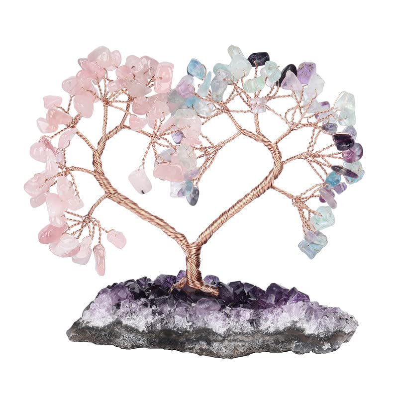 Sumgiftforall crystal heart tree on amethyst base enhances calming energy and focus