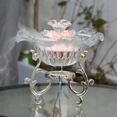 SUMGREEN desktop water fountain clear angle front with calming mist