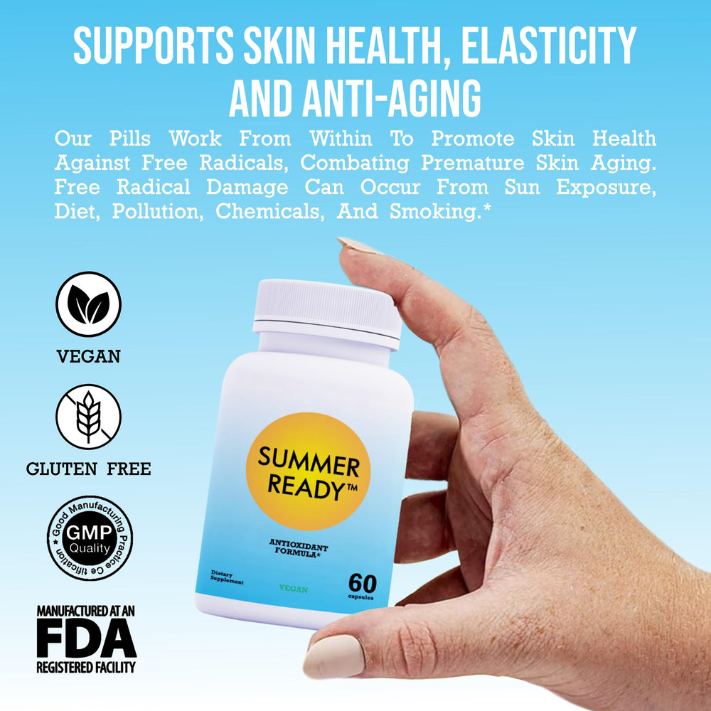 Summer Ready bottle on dresser for daily skin routine.