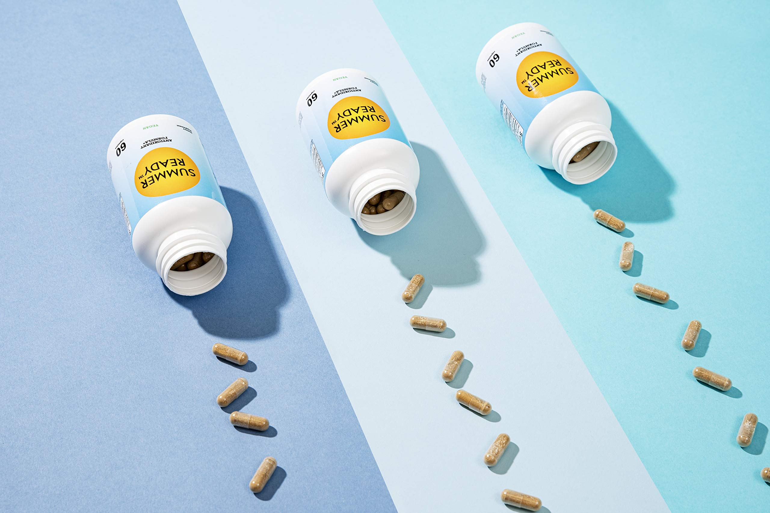 Summer Ready vegan gluten-free icon signals clean formulation.