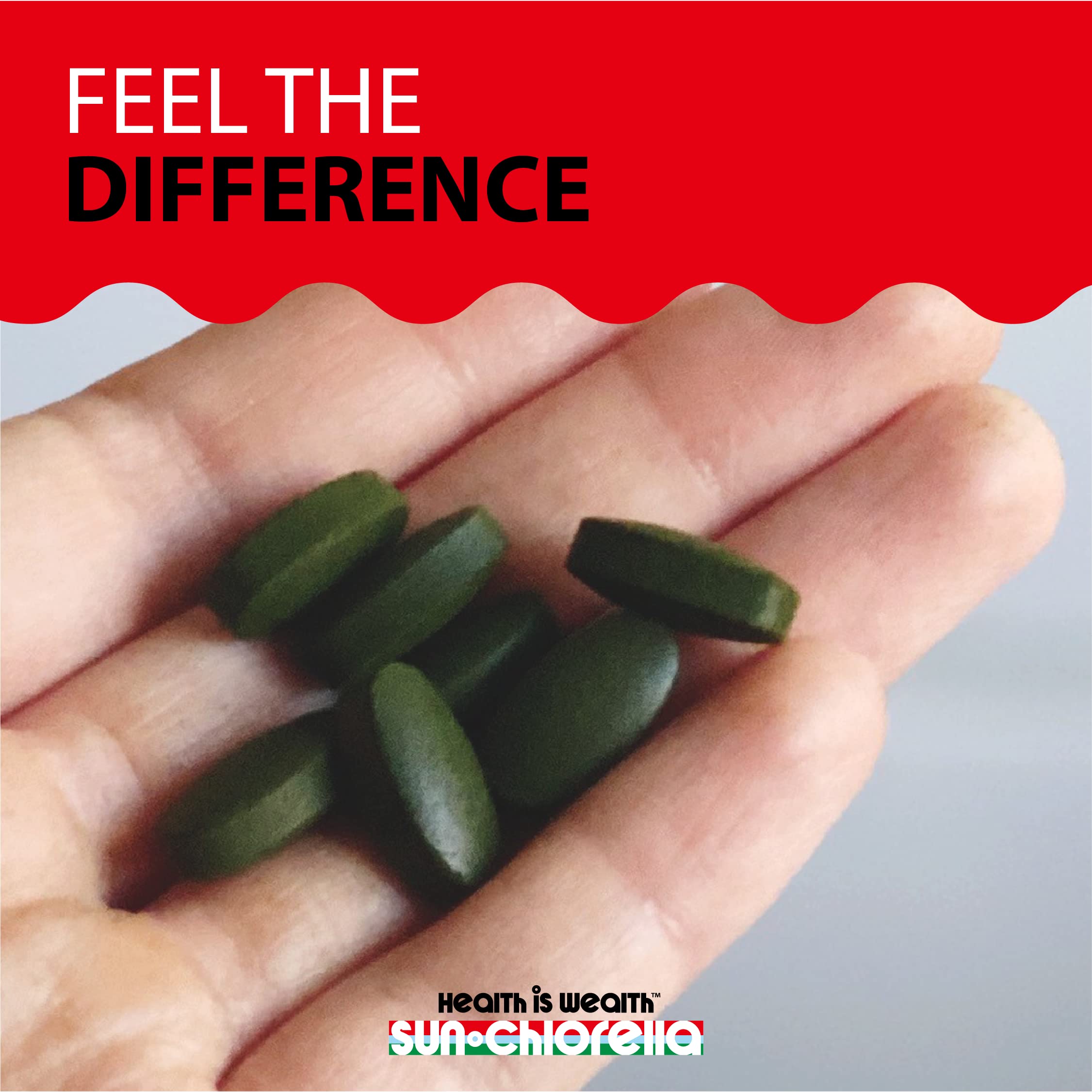 Sun Chlorella 500mg glass with tablet ready to mix daily.