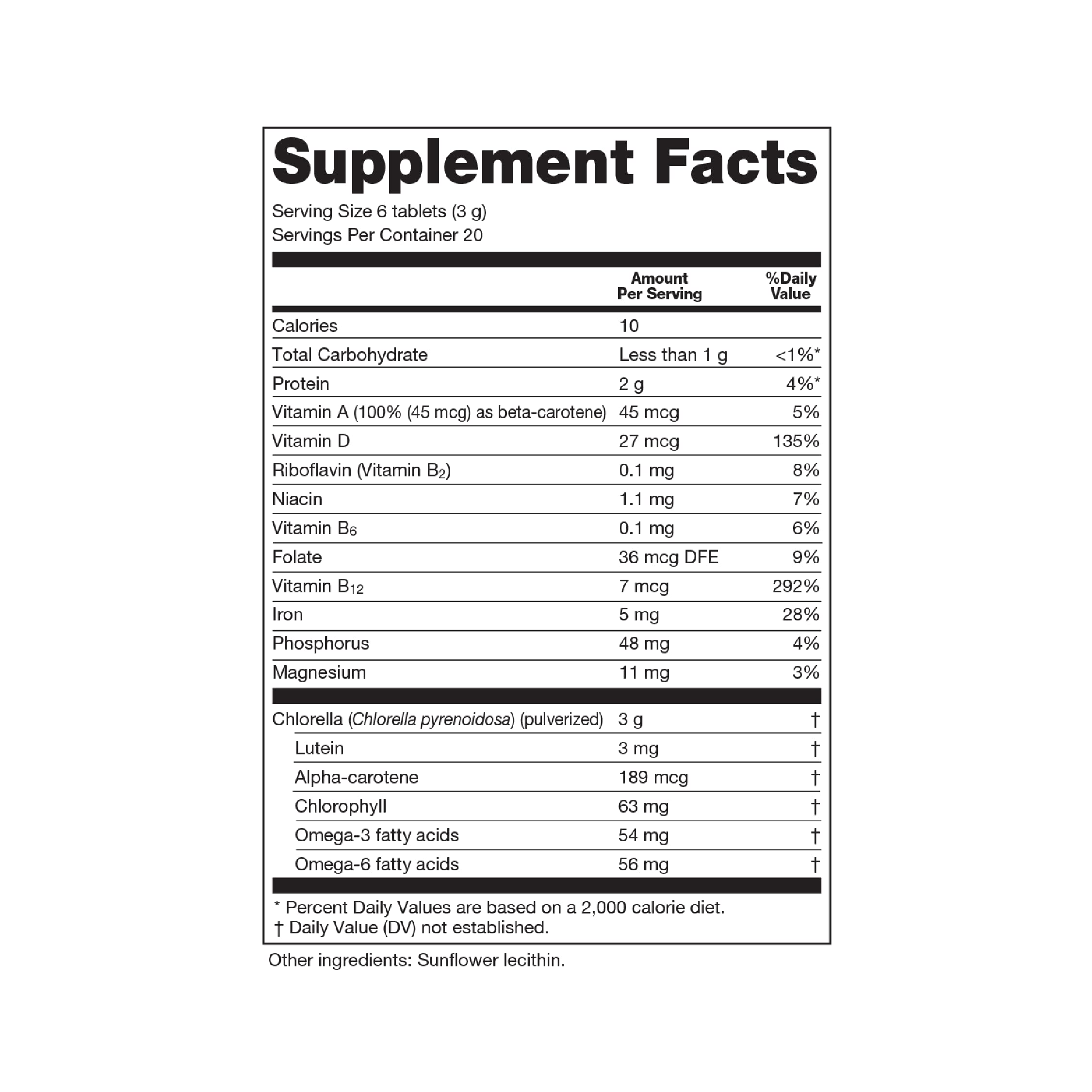 Sun Chlorella 500mg tablets close-up showing compact green pills.