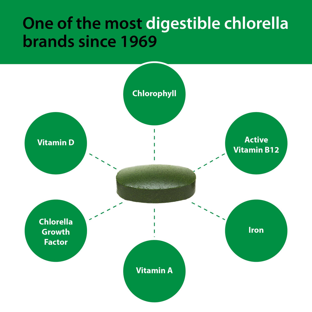 Sun Chlorella 500mg tablets in hand for on-the-go nutrition.
