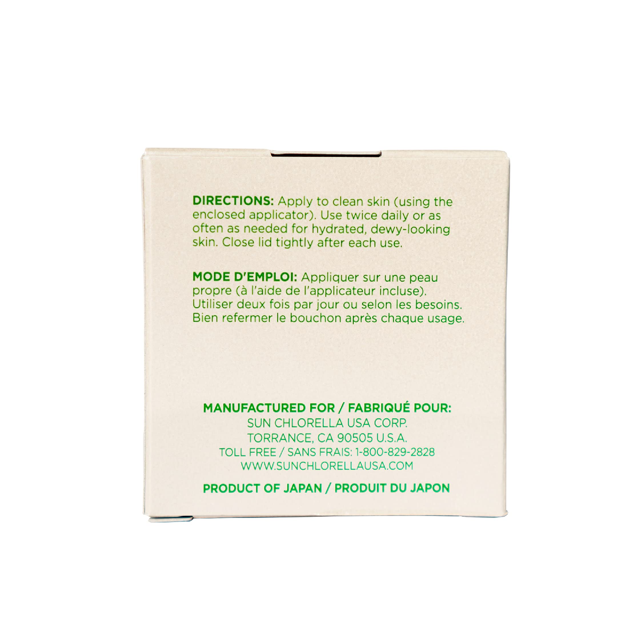 Sun Chlorella Cream Face Moisturizer texture swatch suggests smooth, even skin