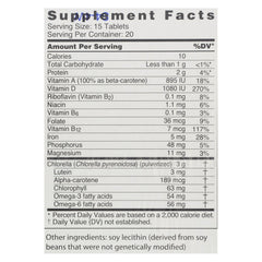 Sun Chlorella tablets close-up showing 200 mg tablets for daily wellness.
