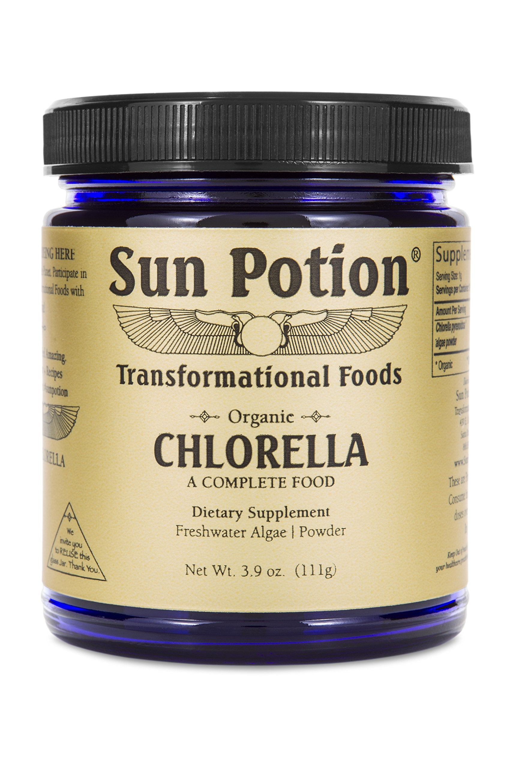 Sun Potion Chlorella Powder 111g packaging for daily greens boost