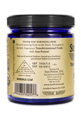 Sun Potion Moringa powder close-up shows fine texture ideal for blends