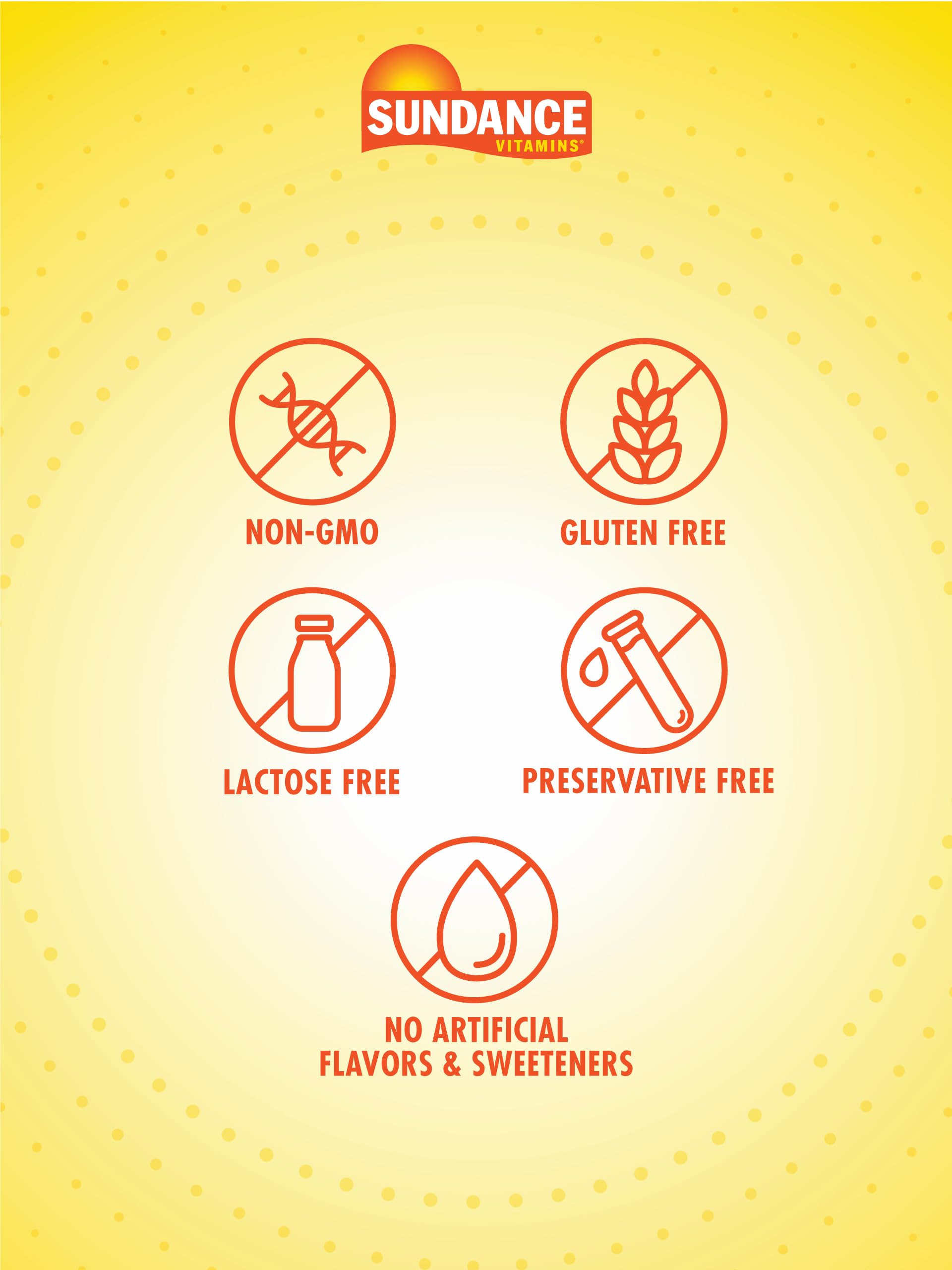 Label detail on Sundance product highlighting 50 mg zinc and 90 mg vitamin C